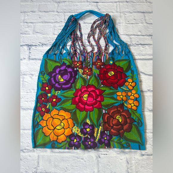NWOT Mexican Embroidered Handbag Vibrant Floral. Boho Chic. Coastal Cowgirl. - Picture 1 of 6